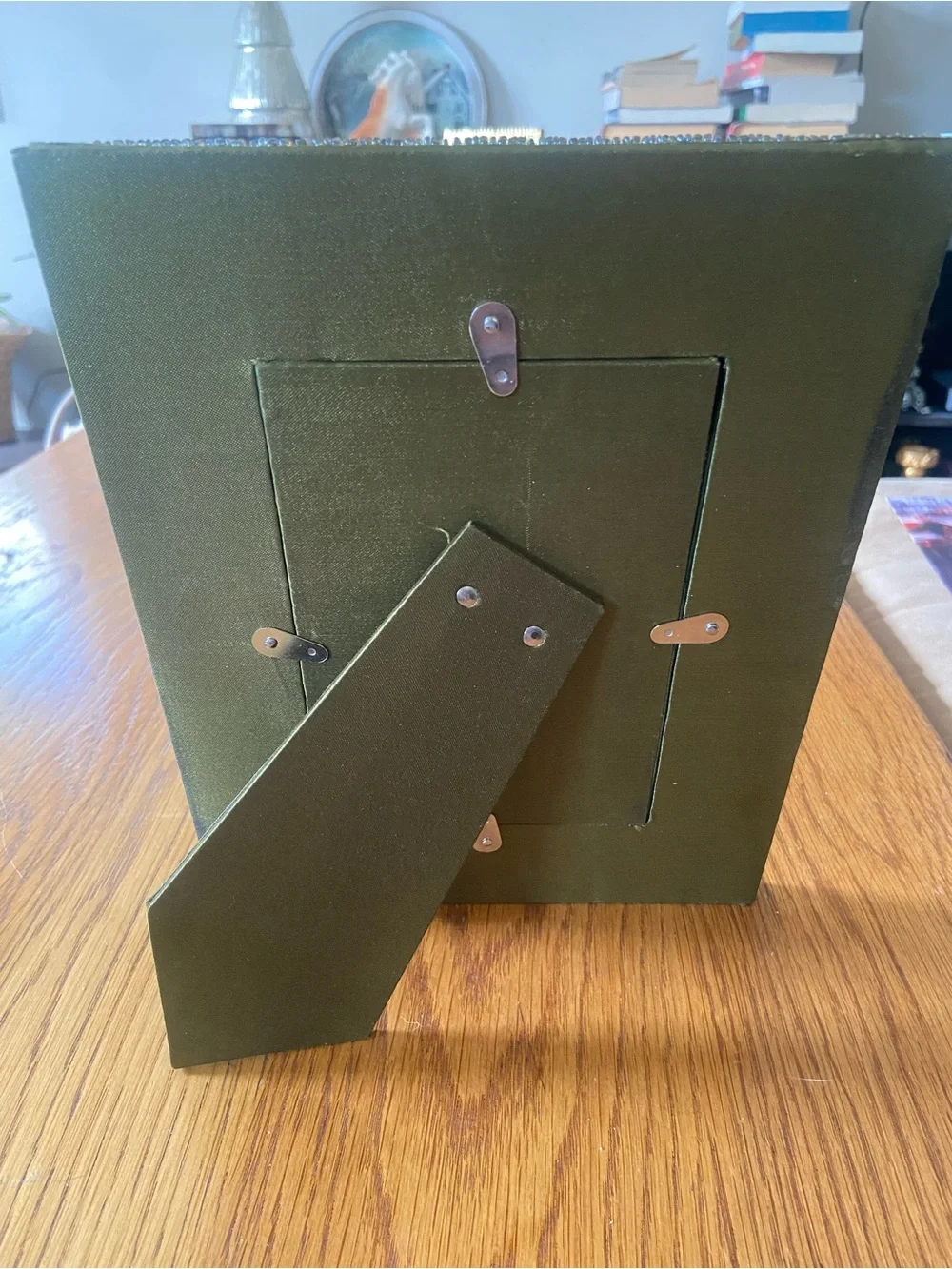 Pier 1 Olive Green Embroidered Beaded Photo Frame- 4in x 6in